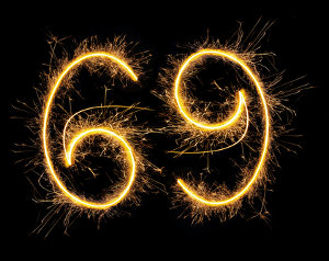 number 69 written in sparks to suggest the oral sex position