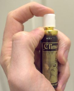 photo of me holding a can of climax spray