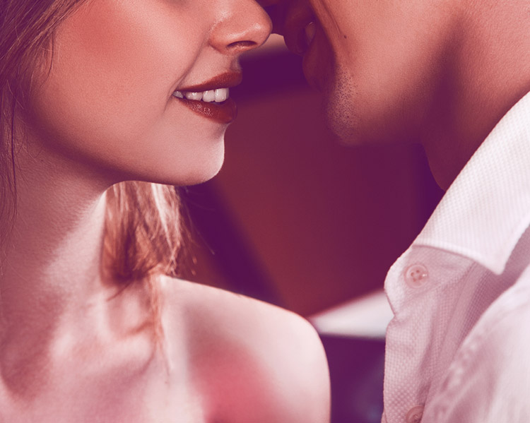 image of a man and woman about to touch lips